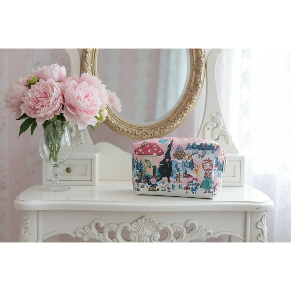 Nathalie Lete Joyeux Noel Travel Wash Bag Pink Toiletry Case OS Whimsical Gnome